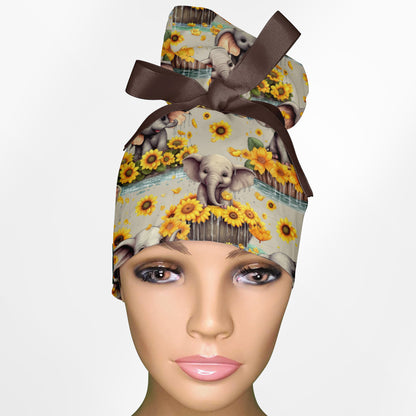Baby Elephant High Bun Ponytail Scrub Cap