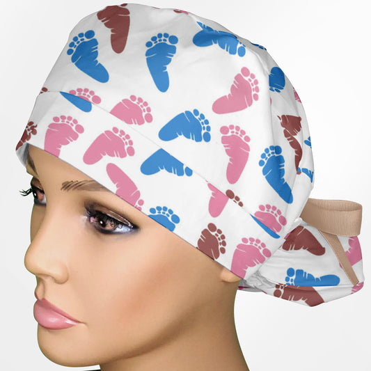 Baby Feet Ponytail Scrub Cap