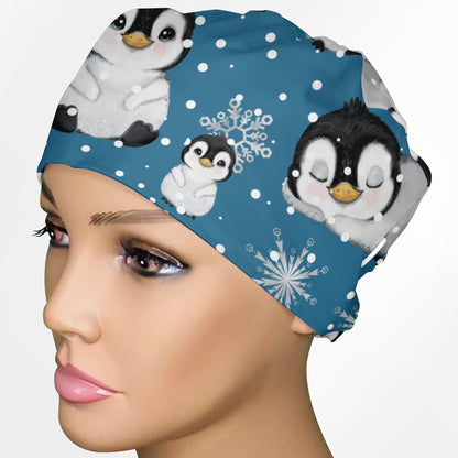 Baby Penguins Low-Tie Surgeon Scrub Cap