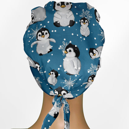 Baby Penguins Low-Tie Surgeon Scrub Cap