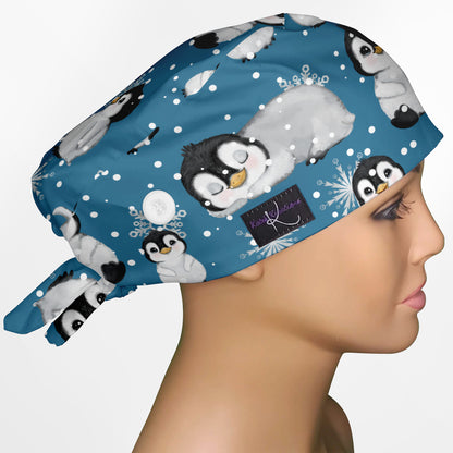 Baby Penguins Low-Tie Surgeon Scrub Cap
