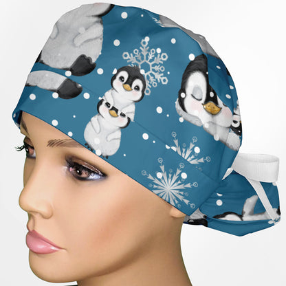 Baby Penguins Ponytail Scrub Cap