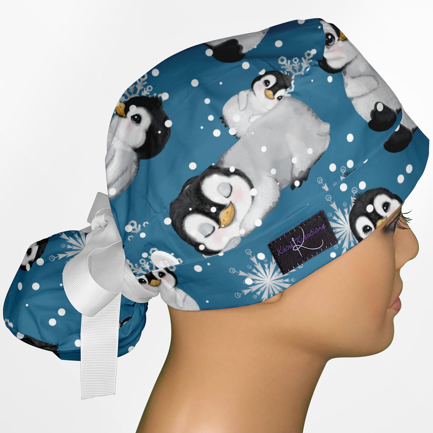 Baby Penguins Ponytail Scrub Cap