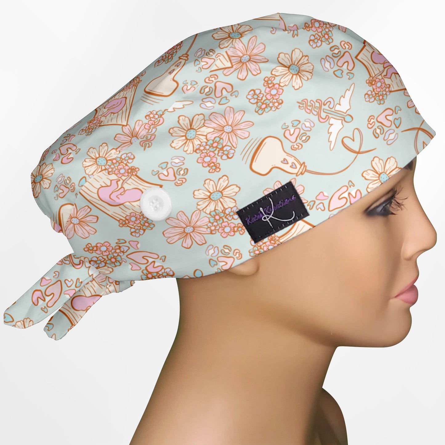 Baby Ultrasound Low-Tie Surgeon Scrub Cap