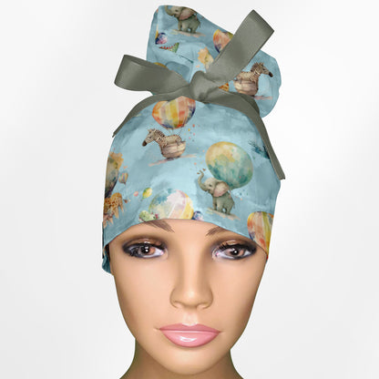 Baby Zoo Hot Air Balloons High Bun Ponytail Scrub Cap
