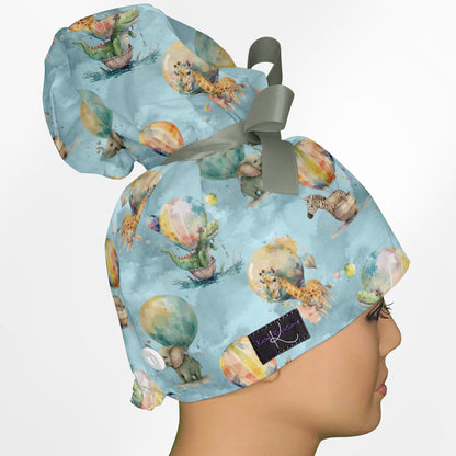 Baby Zoo Hot Air Balloons High Bun Ponytail Scrub Cap