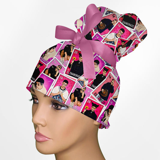 Bad Bunny Loteria High Bun Ponytail Scrub Cap