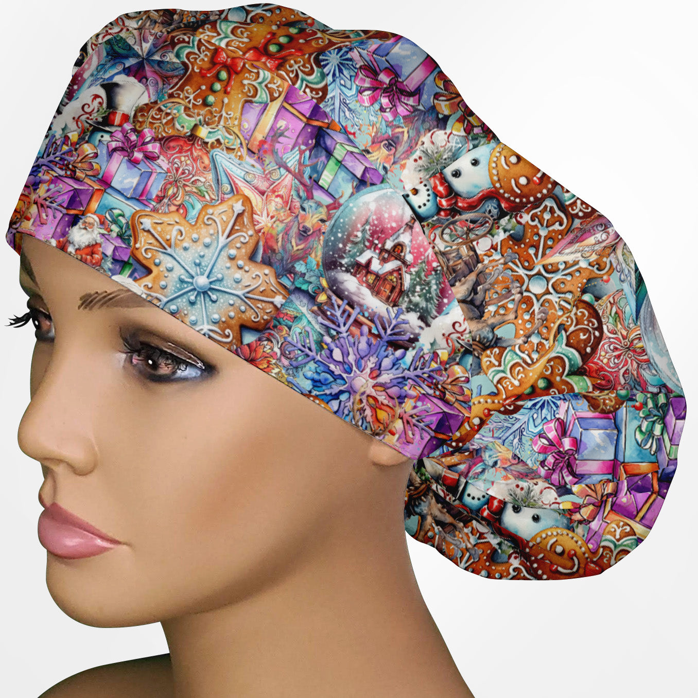 Beautiful Christmas Bouffant Scrub Cap