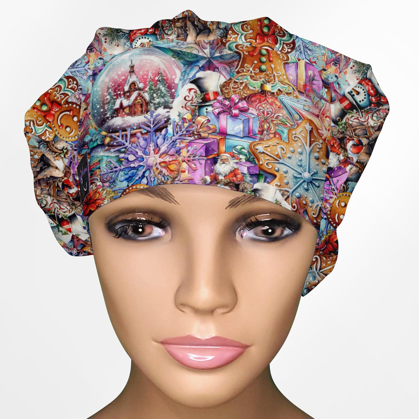 Beautiful Christmas Bouffant Scrub Cap