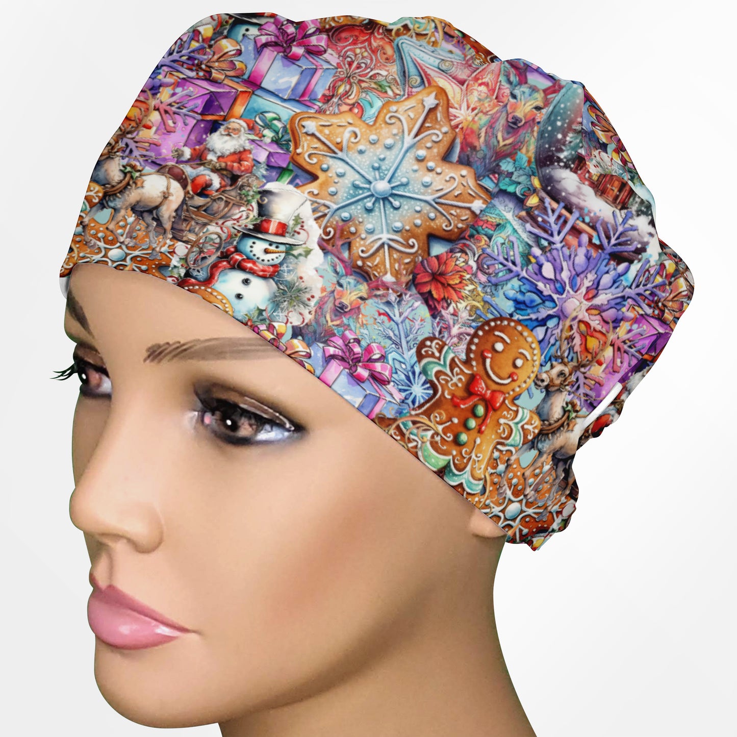 Beautiful Christmas Low-Tie Surgeon Scrub Cap