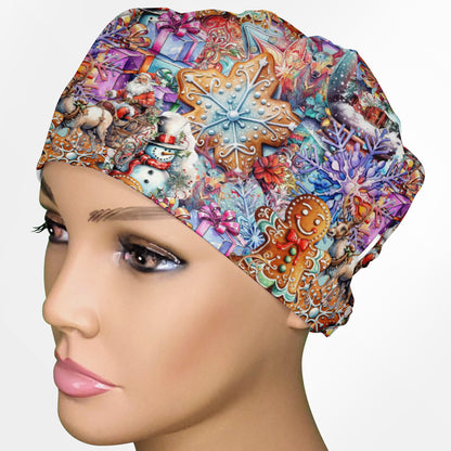 Beautiful Christmas Low-Tie Surgeon Scrub Cap