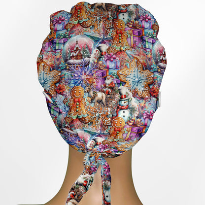 Beautiful Christmas Low-Tie Surgeon Scrub Cap