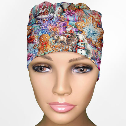 Beautiful Christmas Low-Tie Surgeon Scrub Cap