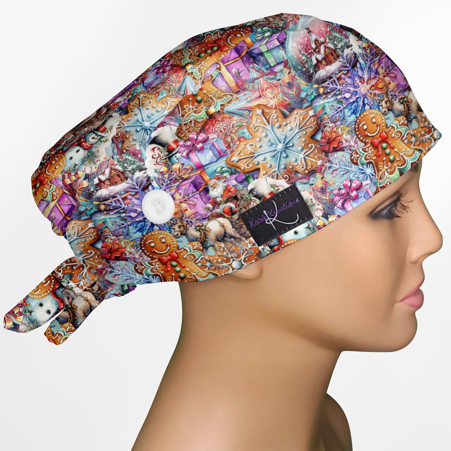 Beautiful Christmas Low-Tie Surgeon Scrub Cap