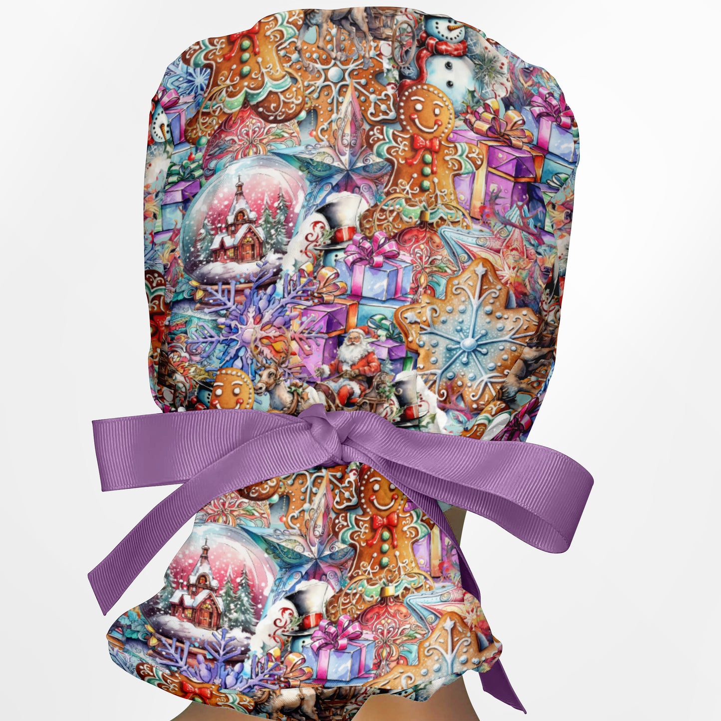 Beautiful Christmas Ponytail Scrub Cap