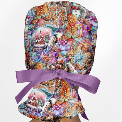 Beautiful Christmas Ponytail Scrub Cap