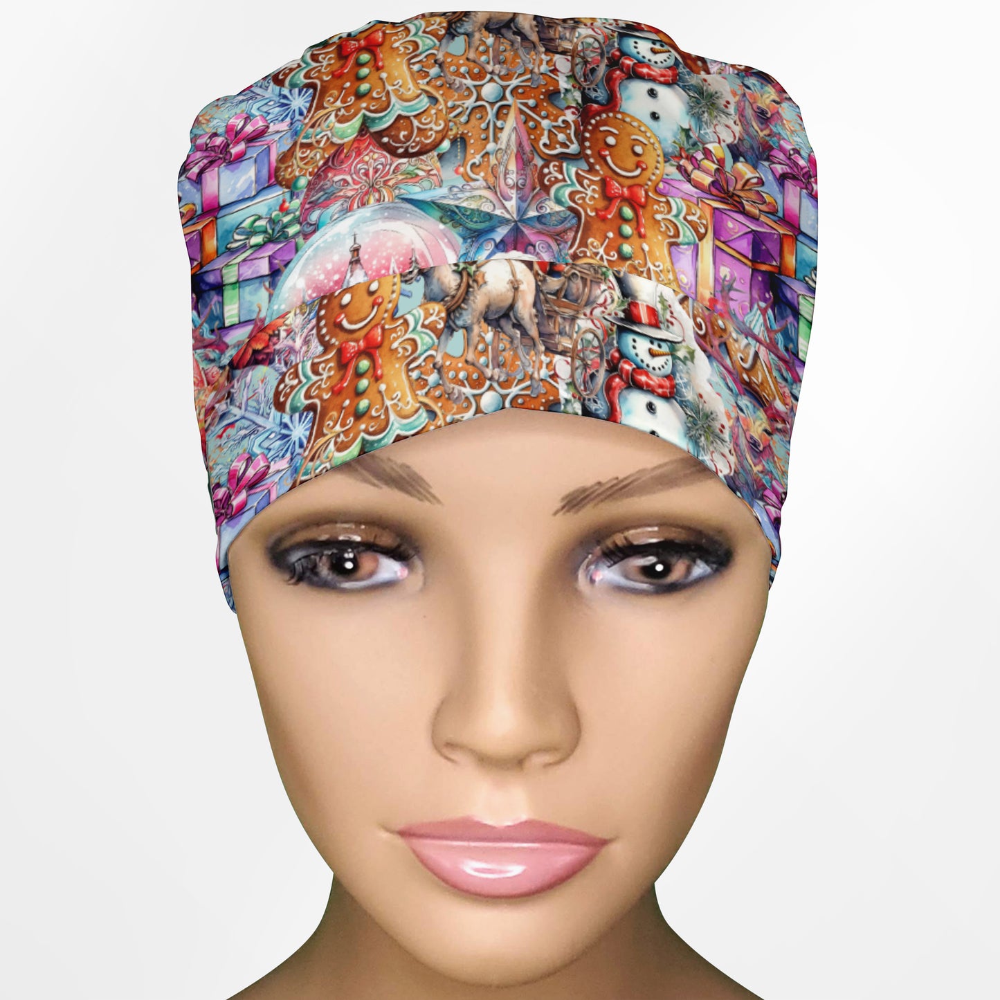 Beautiful Christmas Ponytail Scrub Cap