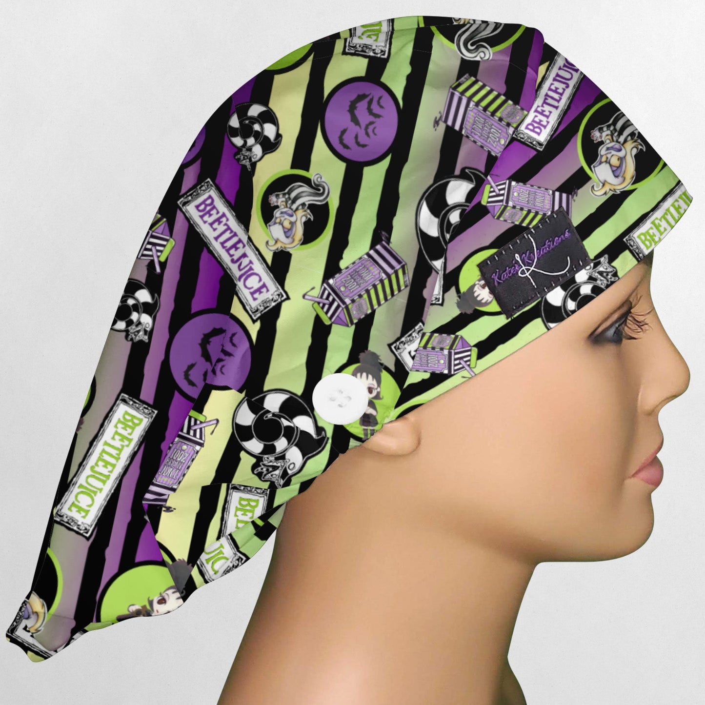 Beetle Stripes Bouffant Scrub Cap