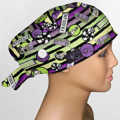 Beetle Stripes Low-Tie Surgeon Scrub Cap