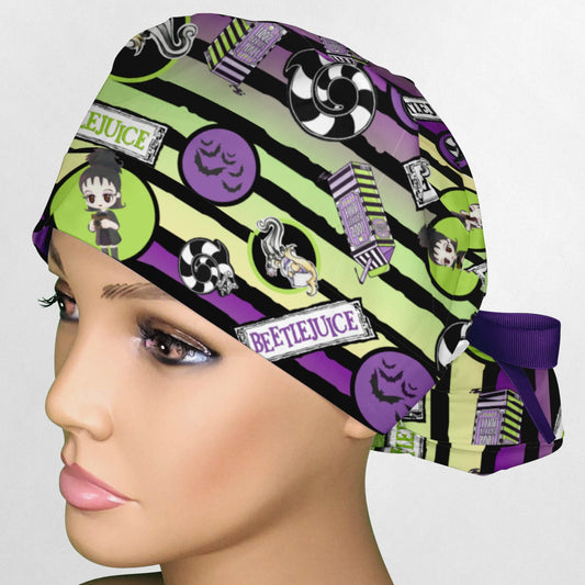 Beetle Stripes Ponytail Scrub Cap
