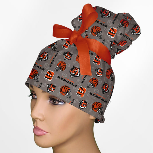 Bengals Logo High Bun Ponytail Scrub Cap