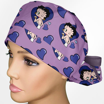 Betty Boop Purple Ponytail Scrub Cap