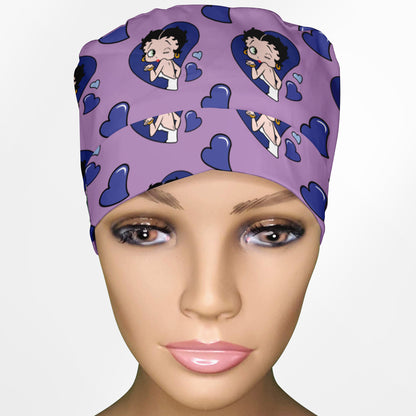 Betty Boop Purple Ponytail Scrub Cap