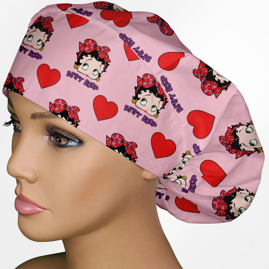Betty Boop Pink Bouffant Scrub Cap