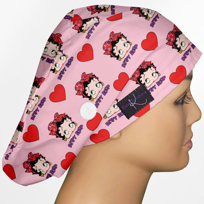 Betty Boop Pink Euro Scrub Cap