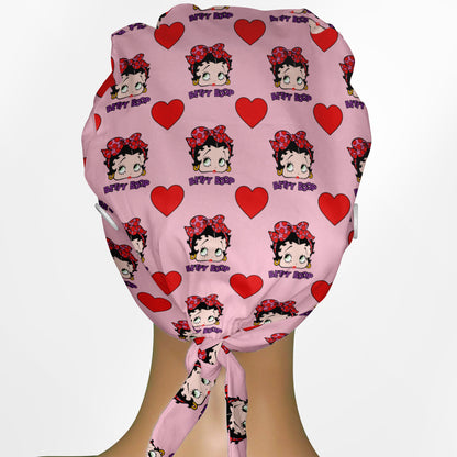 Betty Boop Pink Low-Tie Surgeon Scrub Cap