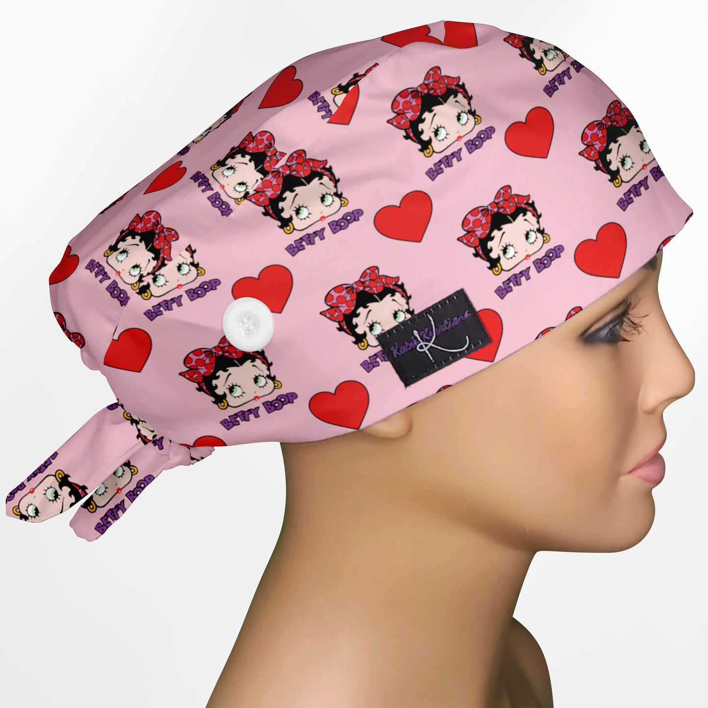 Betty Boop Pink Low-Tie Surgeon Scrub Cap