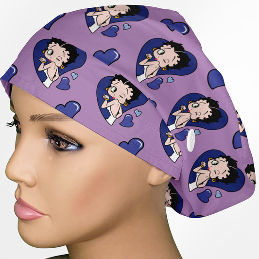 Betty Boop Purple Euro Scrub Cap