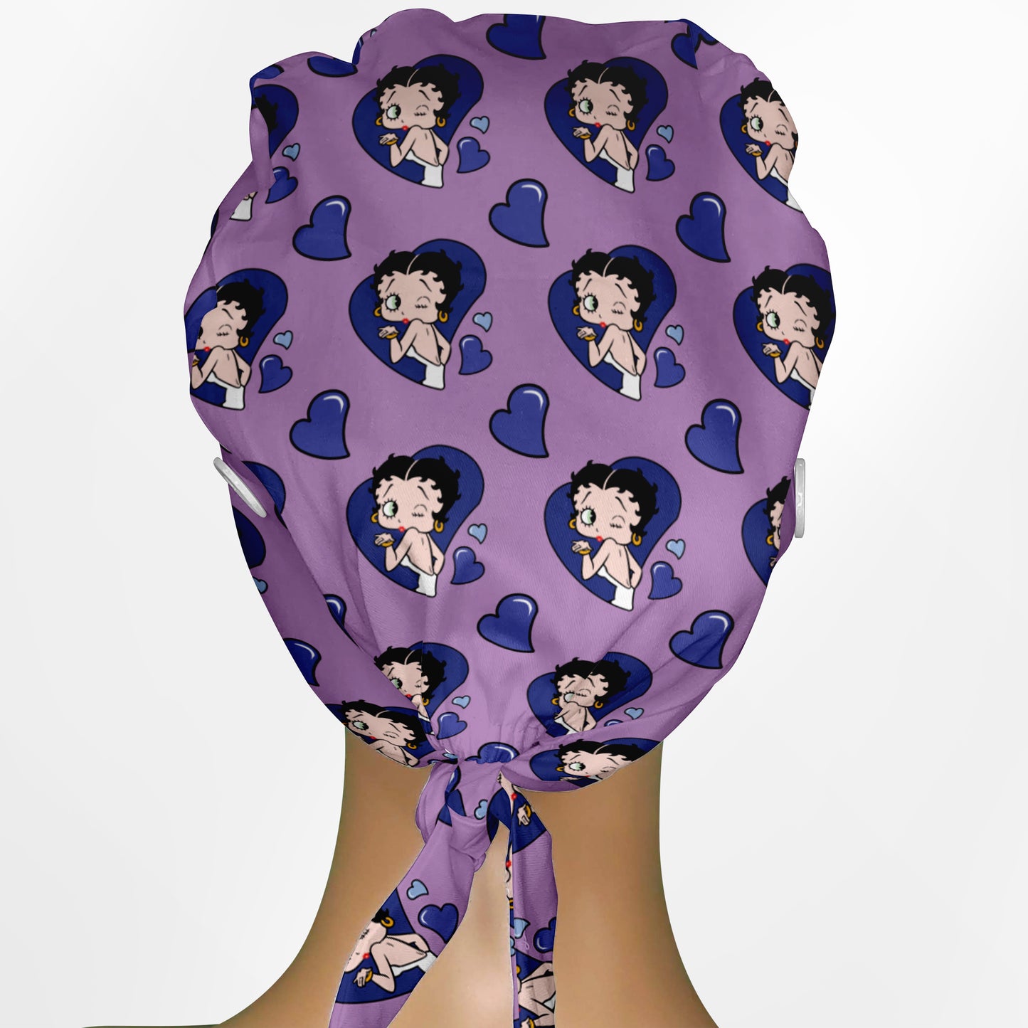 Betty Boop Purple Low-Tie Surgeon Scrub Cap