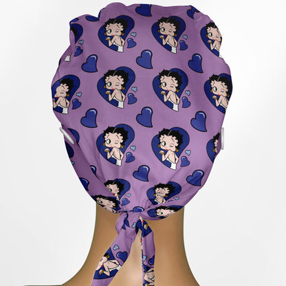 Betty Boop Purple Low-Tie Surgeon Scrub Cap
