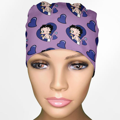 Betty Boop Purple Low-Tie Surgeon Scrub Cap