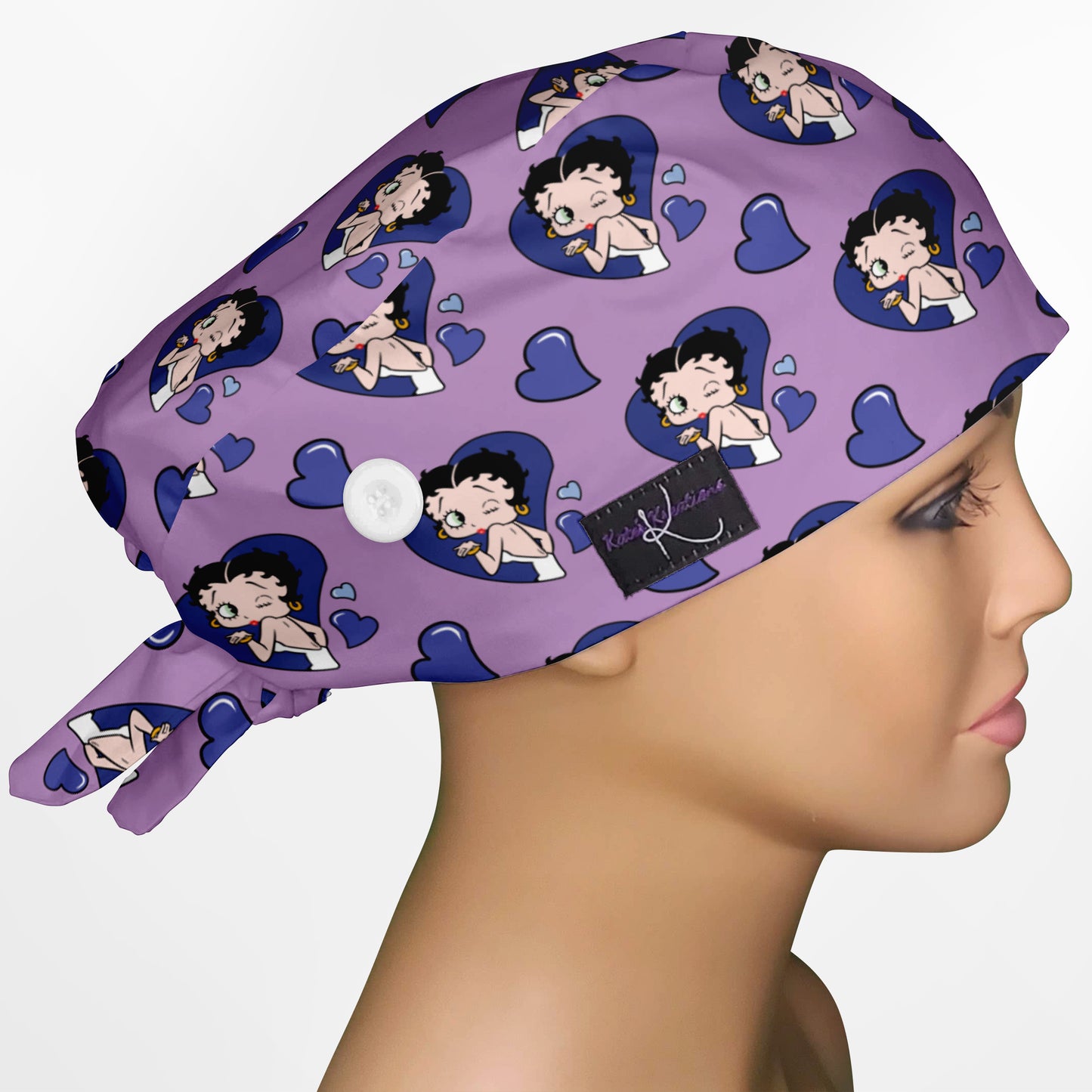 Betty Boop Purple Low-Tie Surgeon Scrub Cap