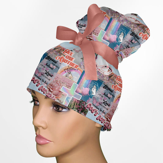 Blessed Is She High Bun Ponytail Scrub Cap