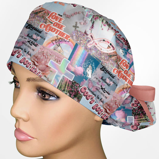 Blessed Is She Ponytail Scrub Cap
