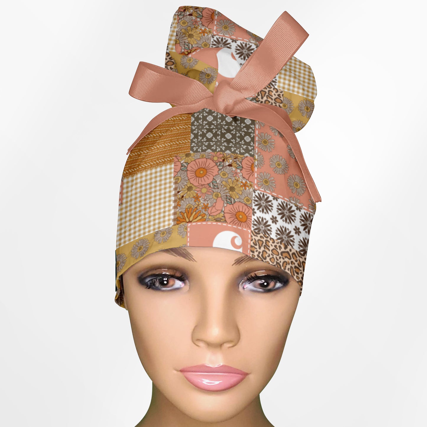 Boho Dreams Patch Work High Bun Ponytail Scrub Cap