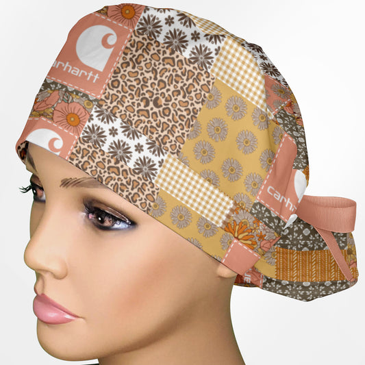 Boho Dreams Patch Work Ponytail Scrub Cap