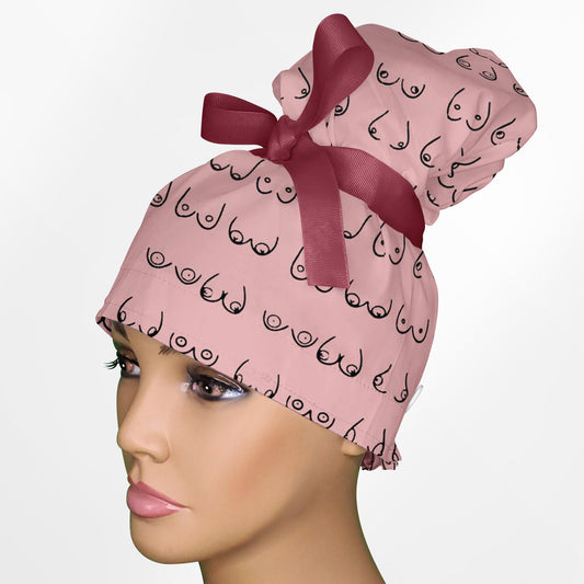 Boobies High Bun Ponytail Scrub Cap