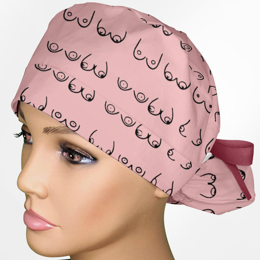Boobies Ponytail Scrub Cap