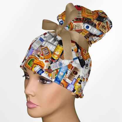 Booze High Bun Ponytail Scrub Cap