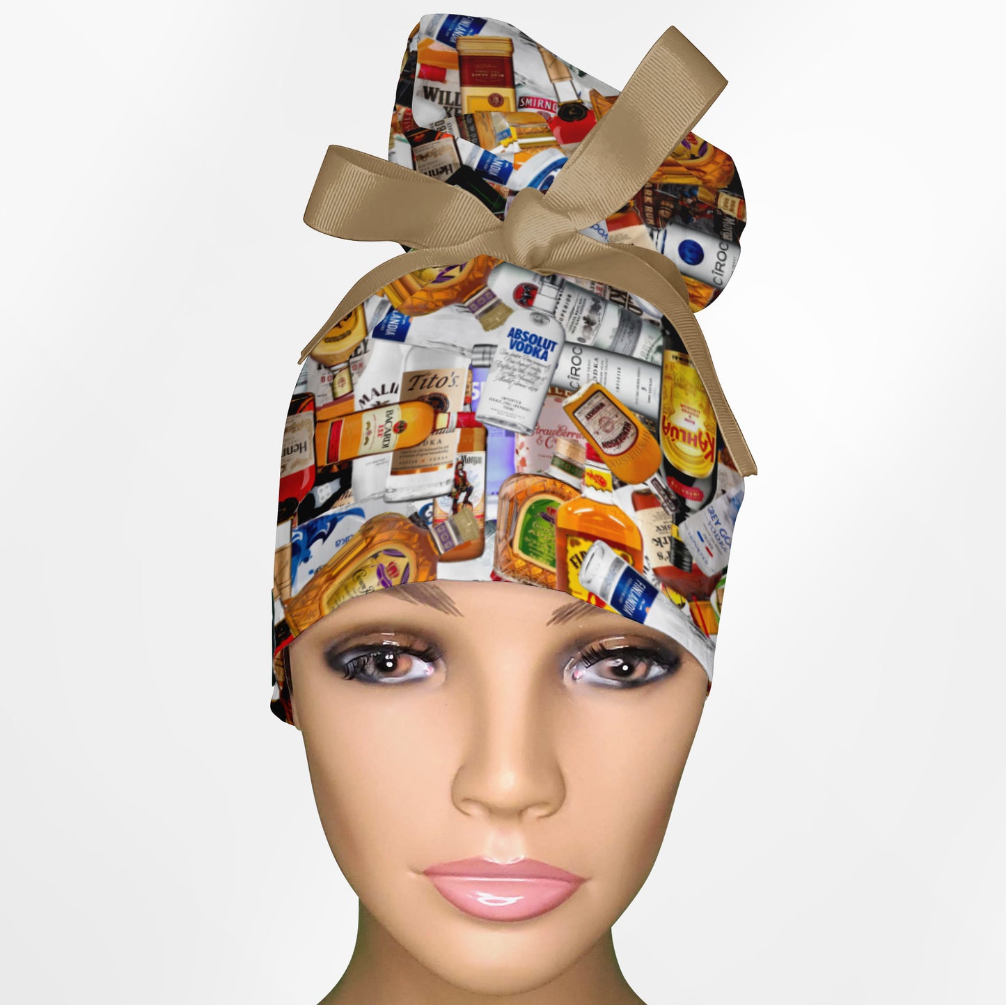 Booze High Bun Ponytail Scrub Cap