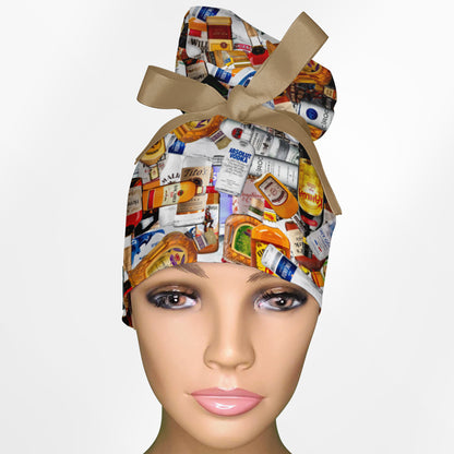 Booze High Bun Ponytail Scrub Cap