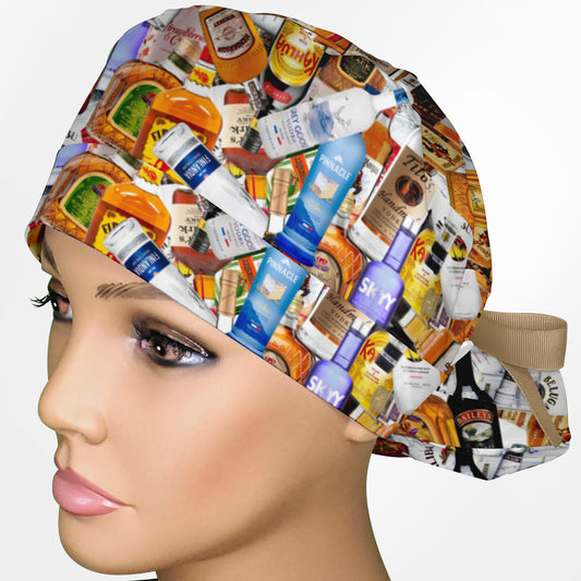Booze Ponytail Scrub Cap