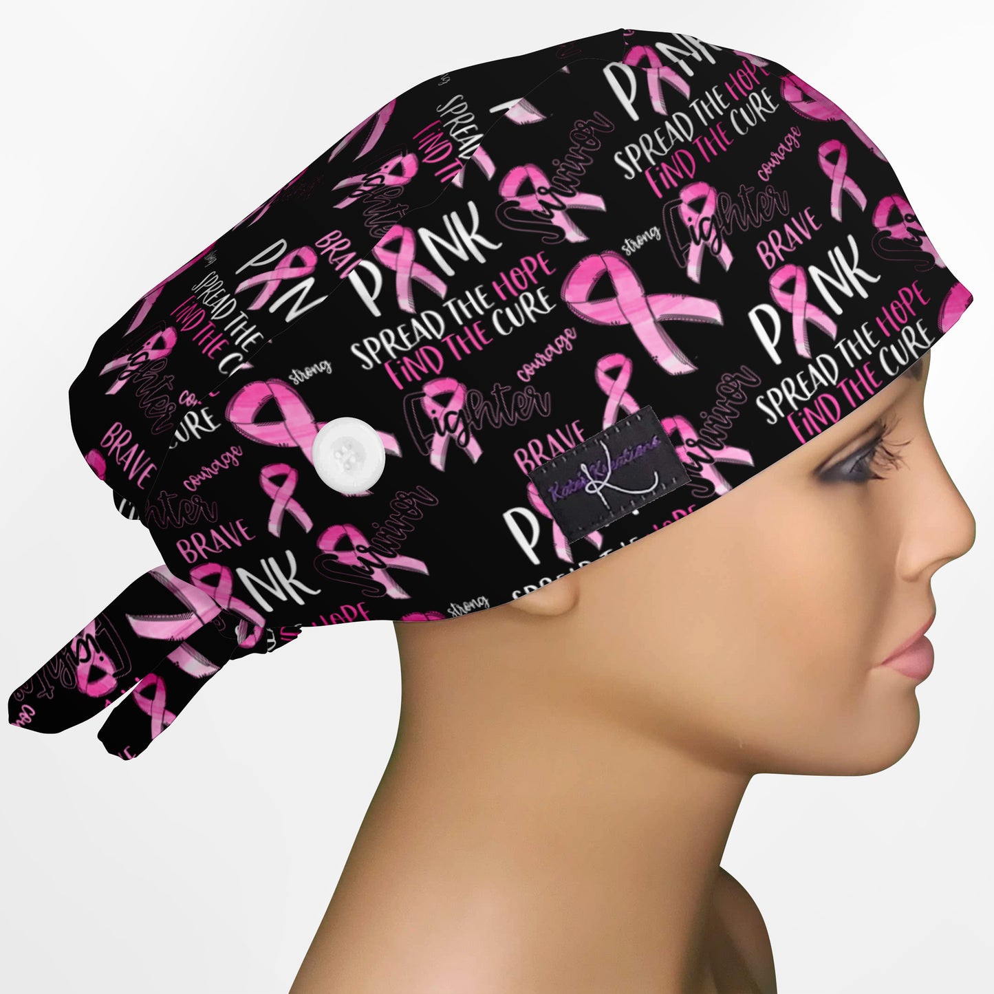 Breast Cancer Low-Tie Surgeon Scrub Cap