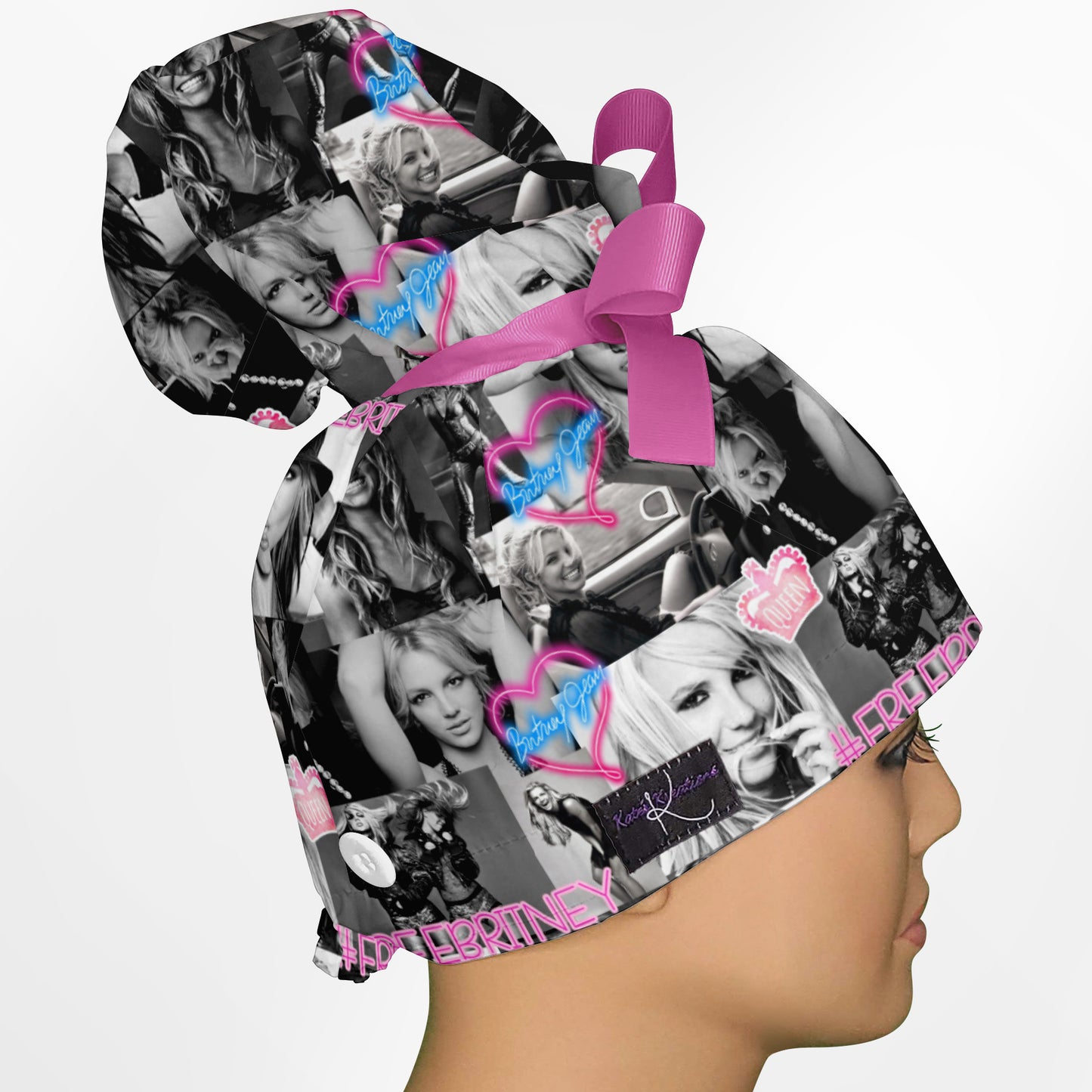 Brittney Spears High Bun Ponytail Scrub Cap