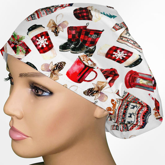 Buffalo Plaid (White) Euro Scrub Cap