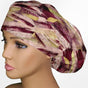 Burgundy Brush Strokes Bouffant Scrub Cap